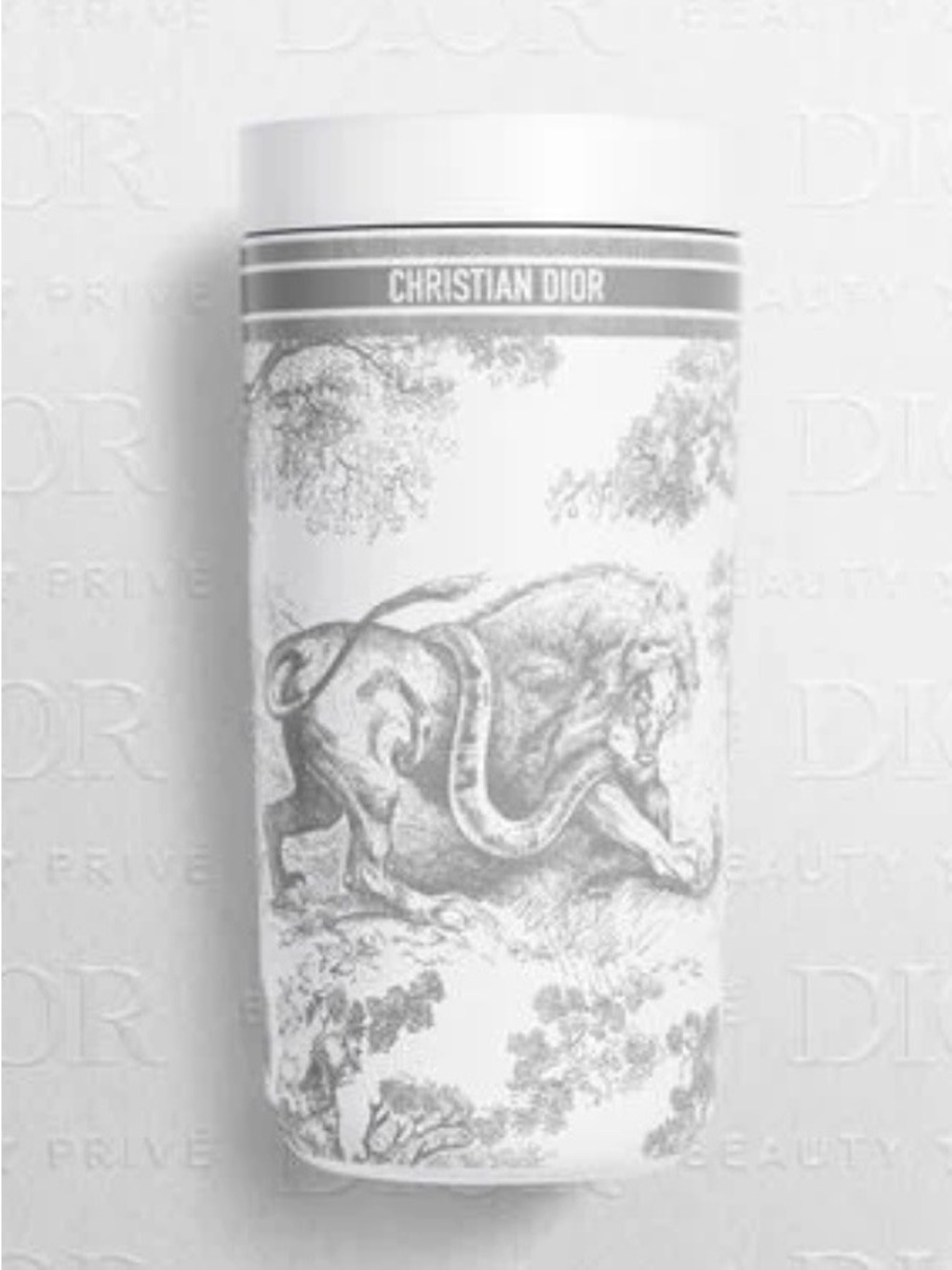 Dior Beauty Platinum Gift Toile De Jouy Grey & White Travel Cup/Mug | New In Box